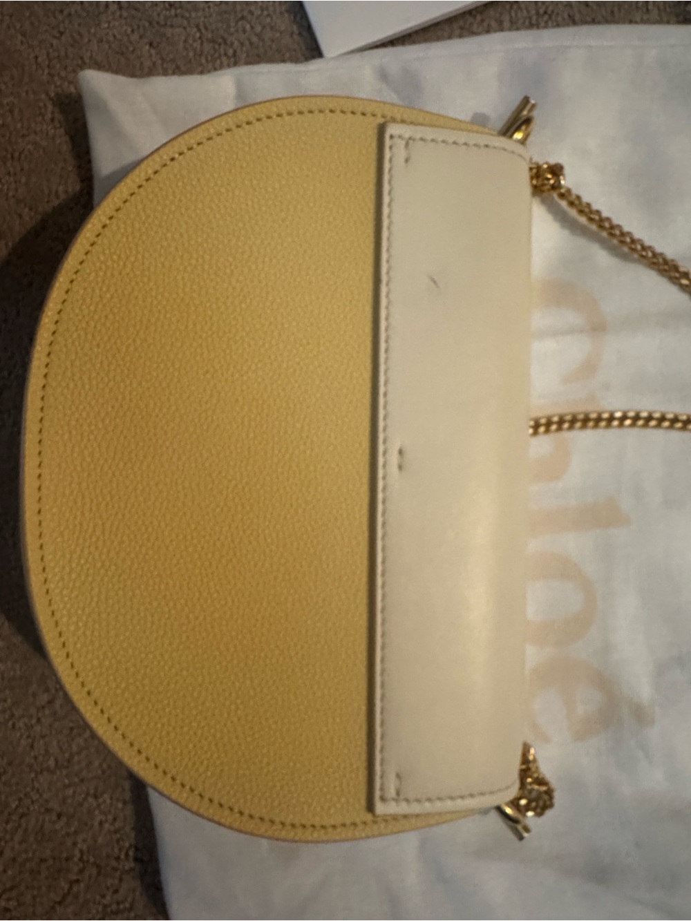 Chloé Two-Tone Cream and Pale Yellow Crossbody Saddle Bag - Picture 5 of 5